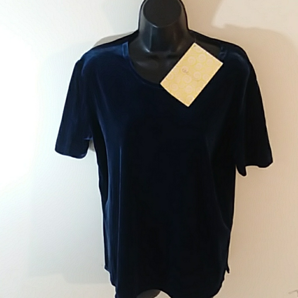 Navy blue velvet looking top